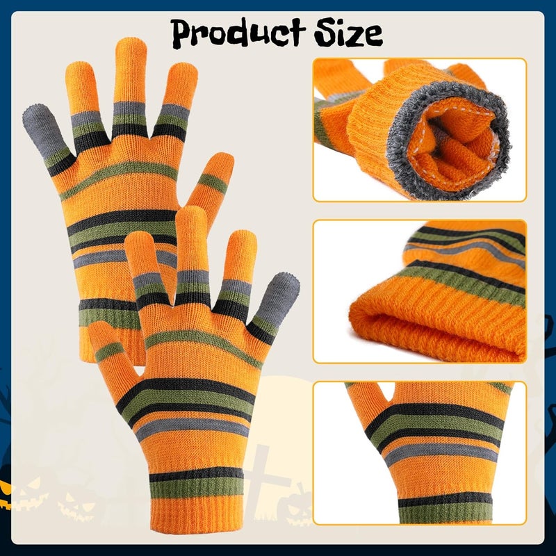 GLIGARA Halloween Movie Cosplay Stuff Striped Orange And Green Fuzzy Gloves Accessories - Image 3